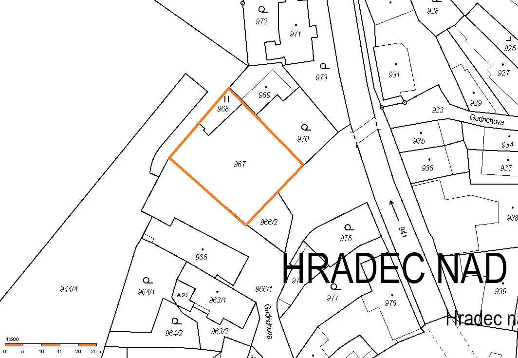 Prodej  stavebního pozemku 678 m², Gudrichova, Hradec nad Moravicí