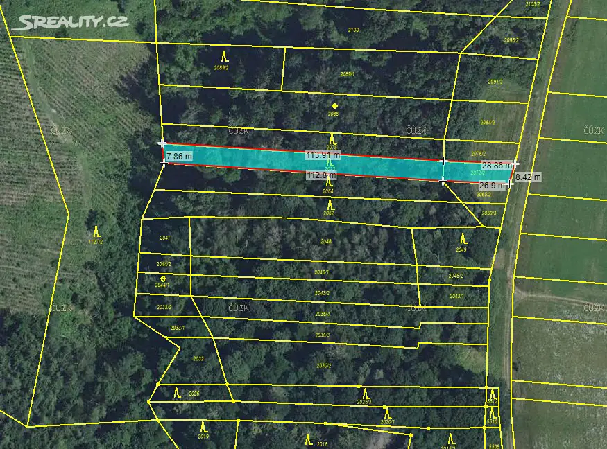 Prodej  lesa 1 513 m², Podolí, okres Uherské Hradiště