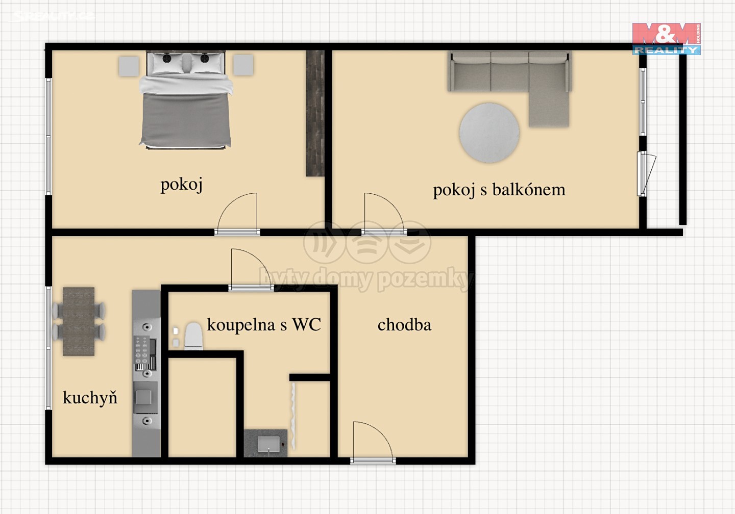 Pronájem bytu 2+1 62 m², Severní, Opočno