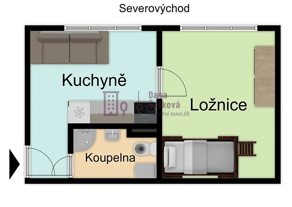 Prodej bytu 1+1 36 m², U Nádraží, Jindřichův Hradec - Jindřichův Hradec II