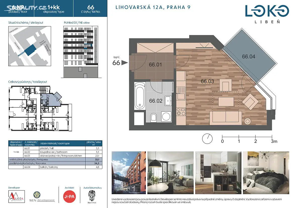 Prodej bytu 1+kk 33 m², Lihovarská, Praha 9 - Libeň