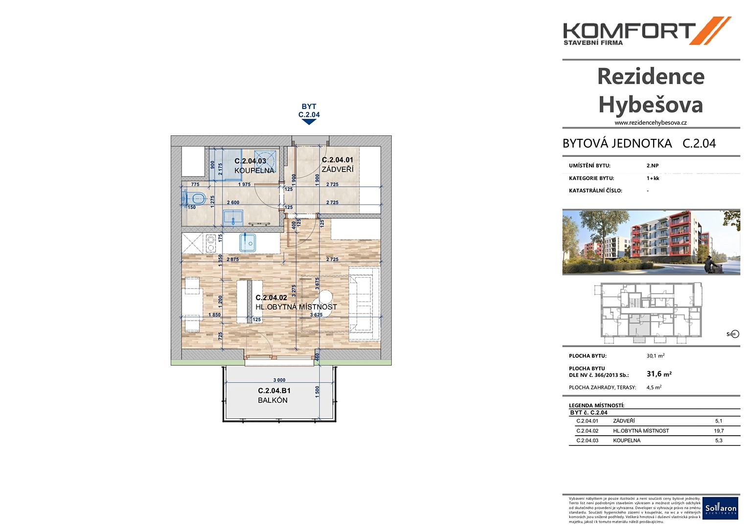 Prodej bytu 1+kk 30 m², Hybešova, Vyškov - Vyškov-Předměstí