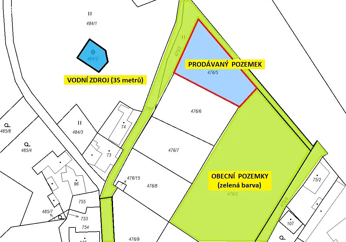 Prodej  stavebního pozemku 678 m², Velemín - Bílinka, okres Litoměřice