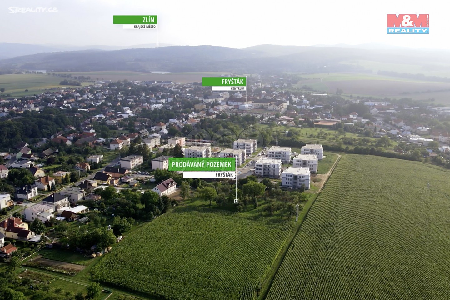 Prodej  stavebního pozemku 1 987 m², Komenského, Fryšták - Horní Ves