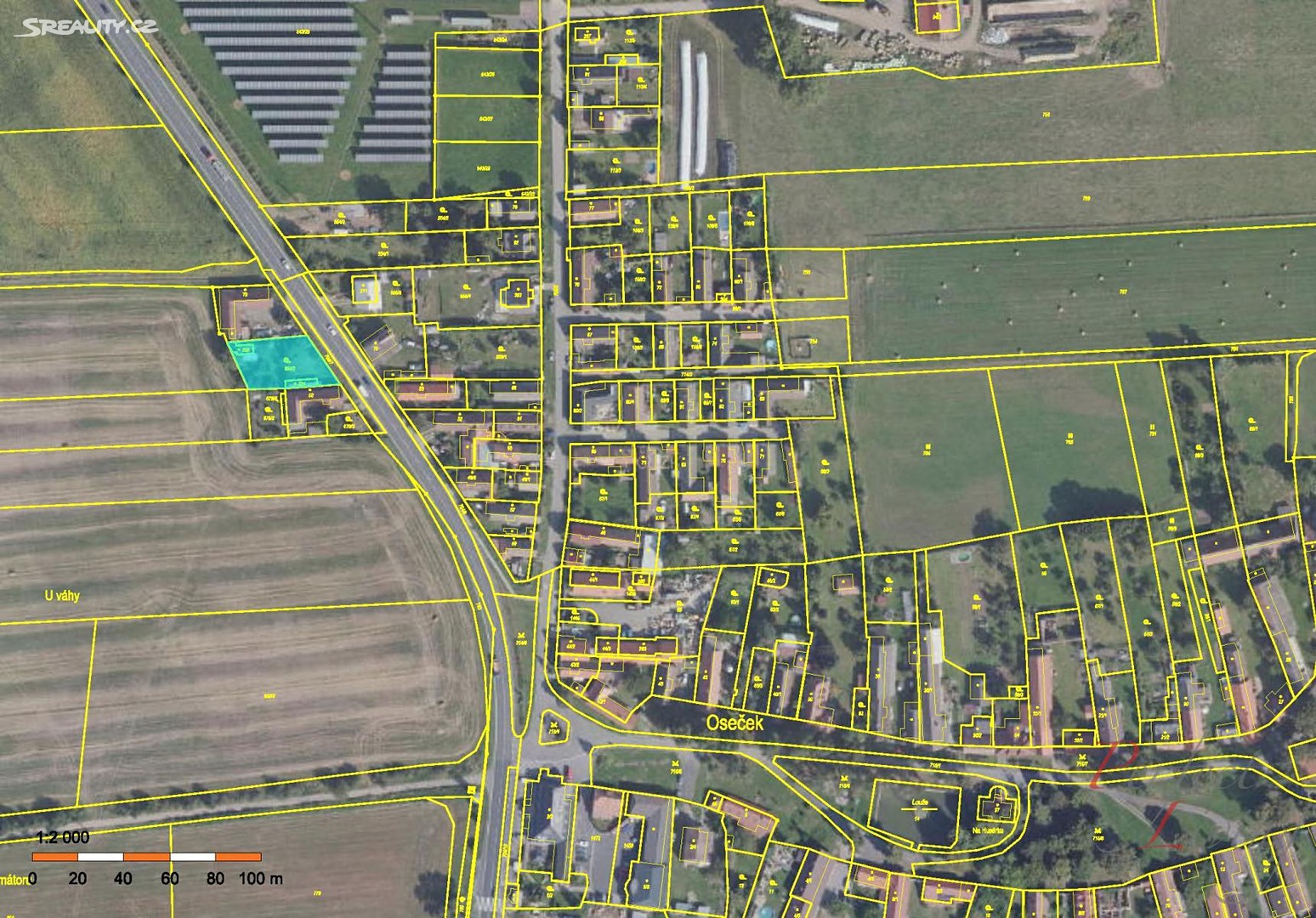 Prodej  stavebního pozemku 817 m², Oseček, okres Nymburk