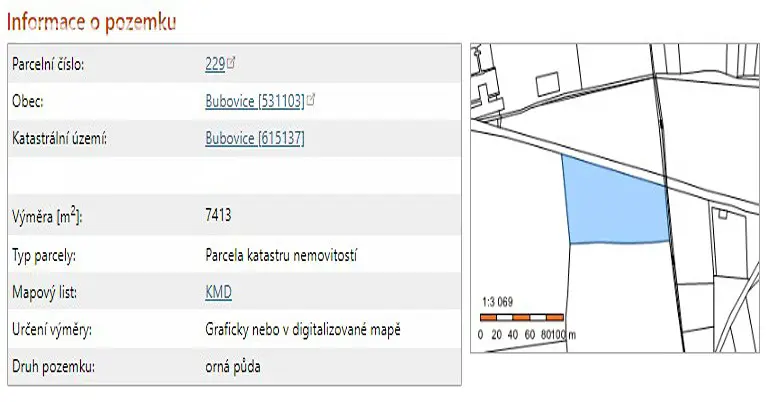 Prodej  pole 7 413 m², Bubovice, okres Beroun
