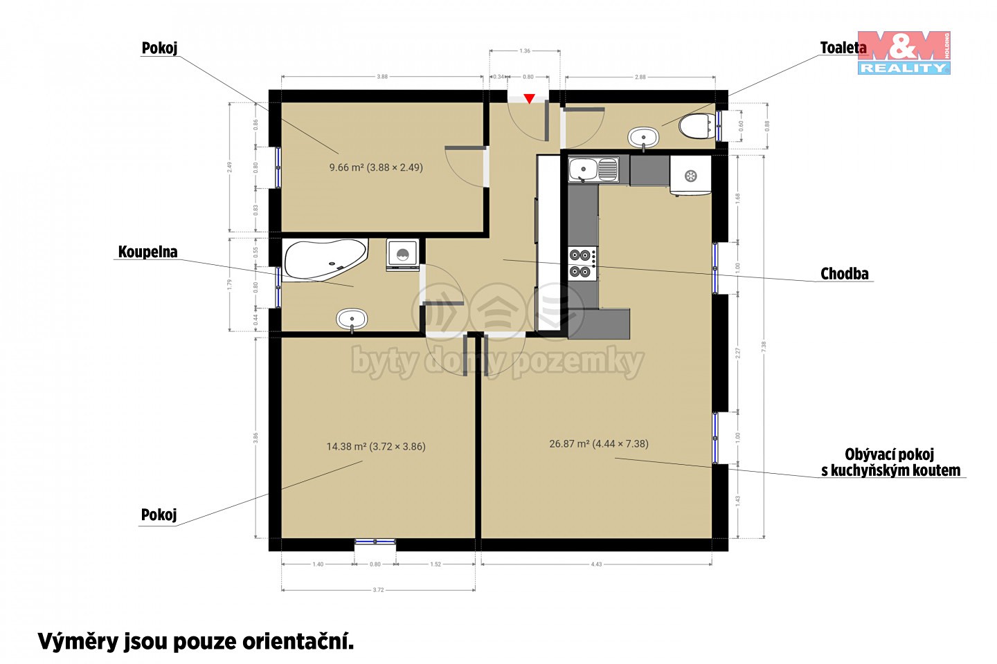 Pronájem bytu 3+kk 68 m², Luční, Spálené Poříčí