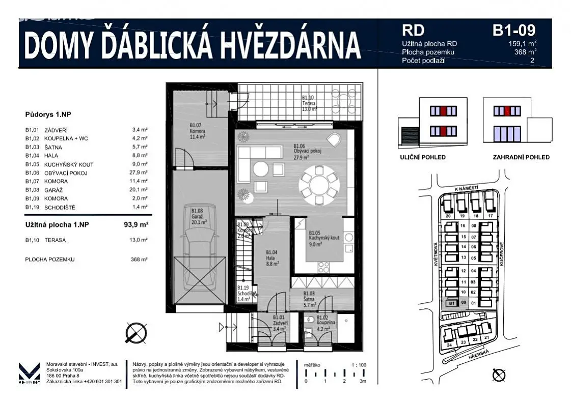 Prodej  rodinného domu 159 m², pozemek 368 m², Květnová, Praha - Ďáblice