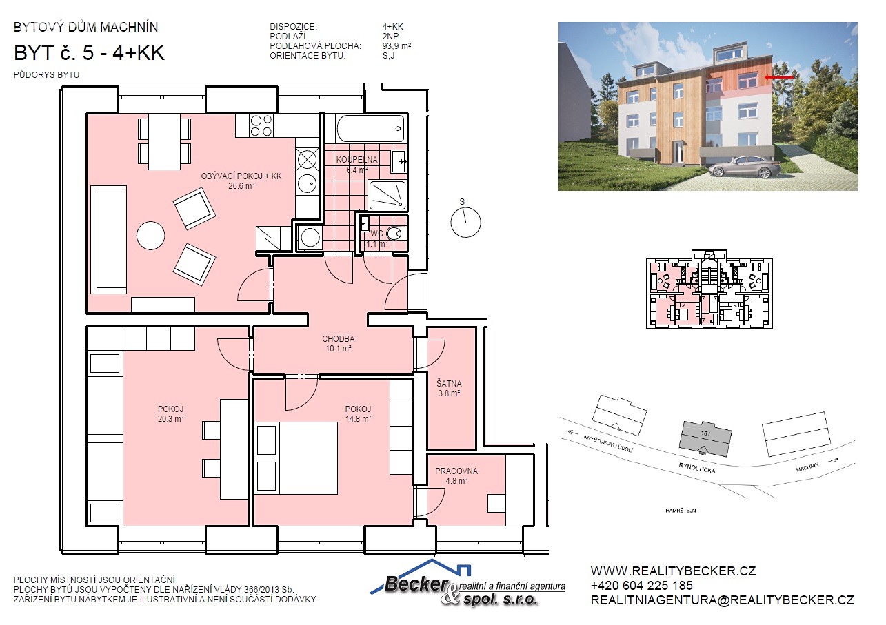 Prodej bytu 4+kk 94 m², Rynoltická, Liberec - Liberec XXXIII-Machnín