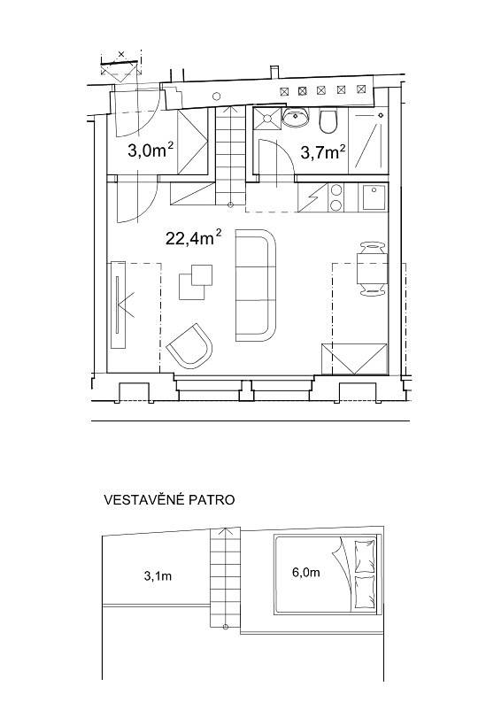 Pronájem bytu 1+kk 30 m², Na Bělidle, Praha 5 - Smíchov