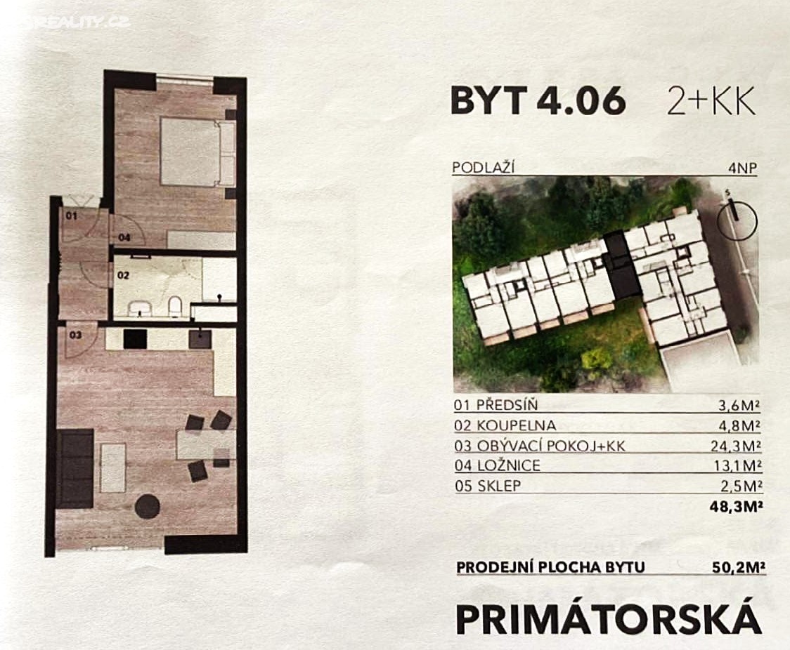 Pronájem bytu 2+kk 45 m², Primátorská, Praha 8 - Libeň