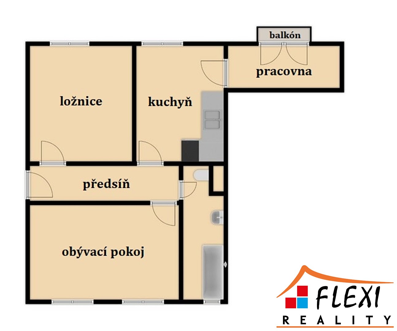 Pronájem bytu 3+1 64 m², Jamnická, Staré Město