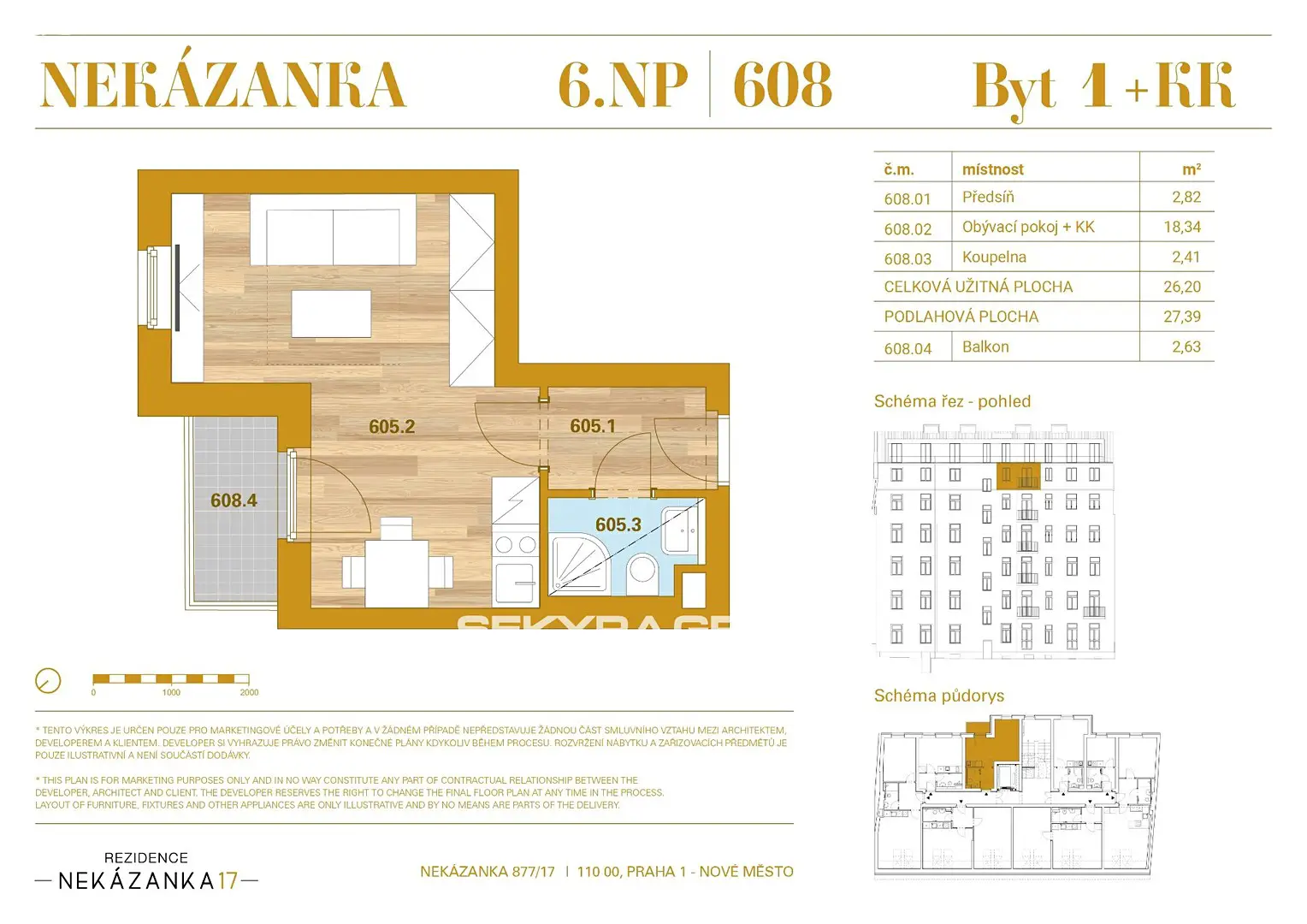 Prodej bytu 1+kk 26 m² (Podkrovní), Nekázanka, Praha - Nové Město