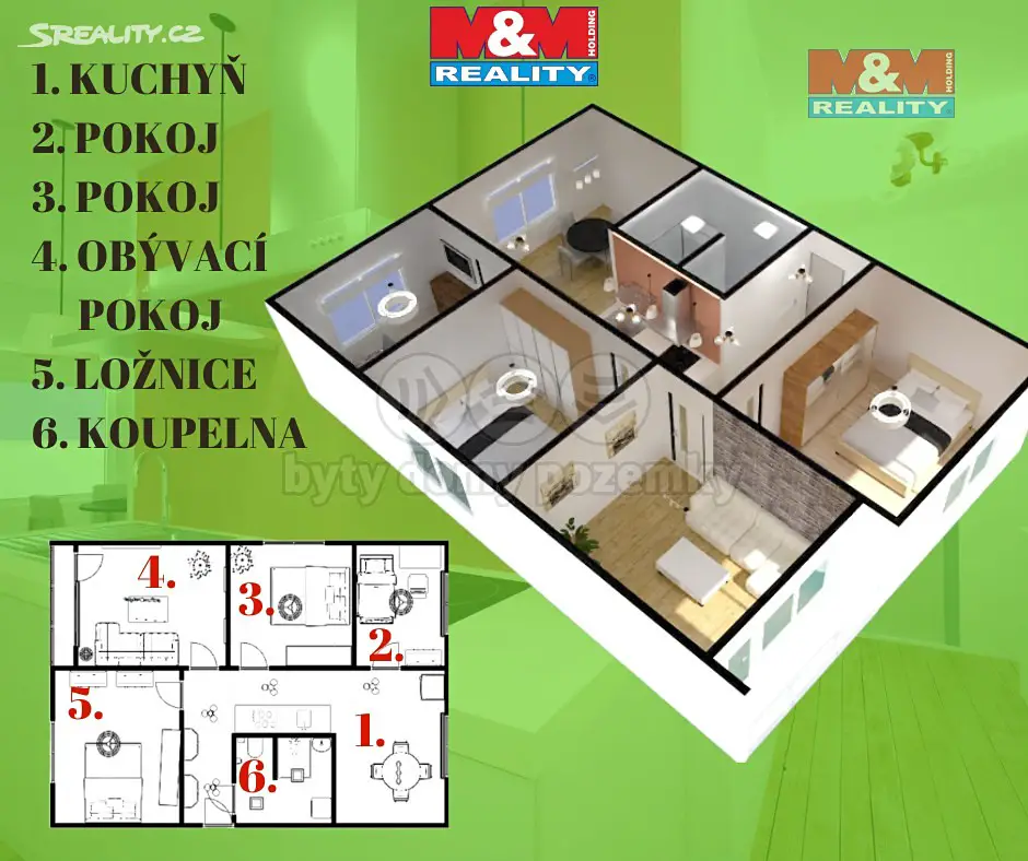 Prodej bytu 4+1 80 m², Písečná, Chomutov