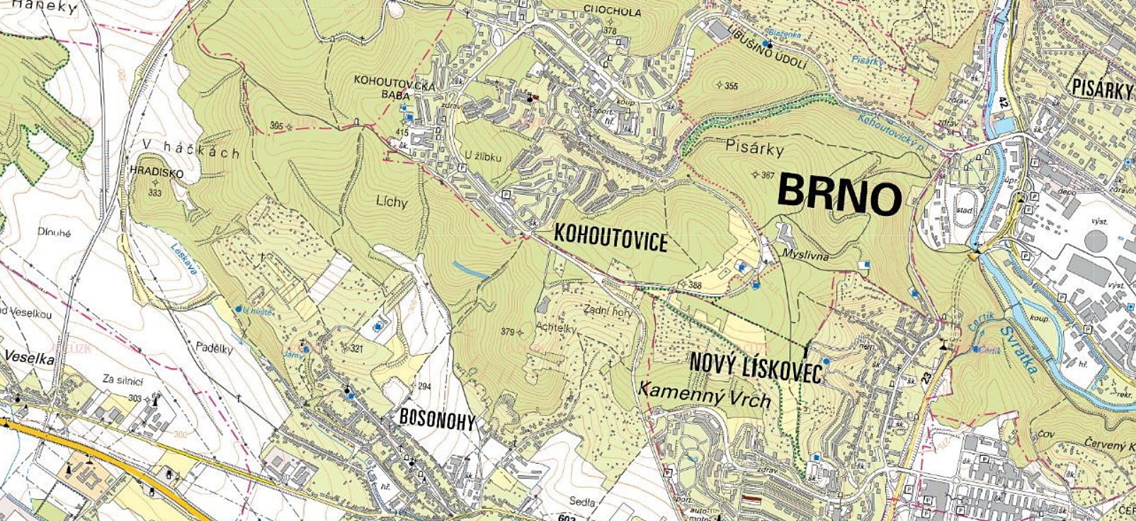 Prodej  lesa 3 523 m², Brno - Bosonohy, okres Brno-město