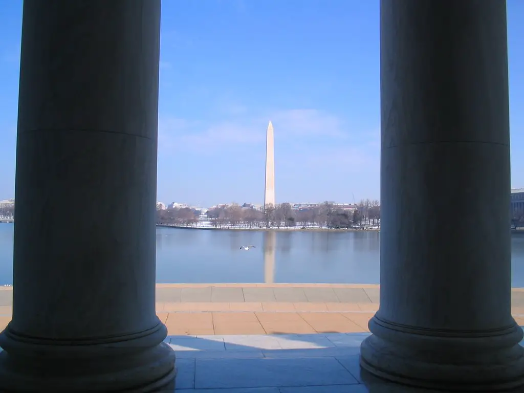 Washington Monument special view from Jefferson Memorial, Washington DC USA