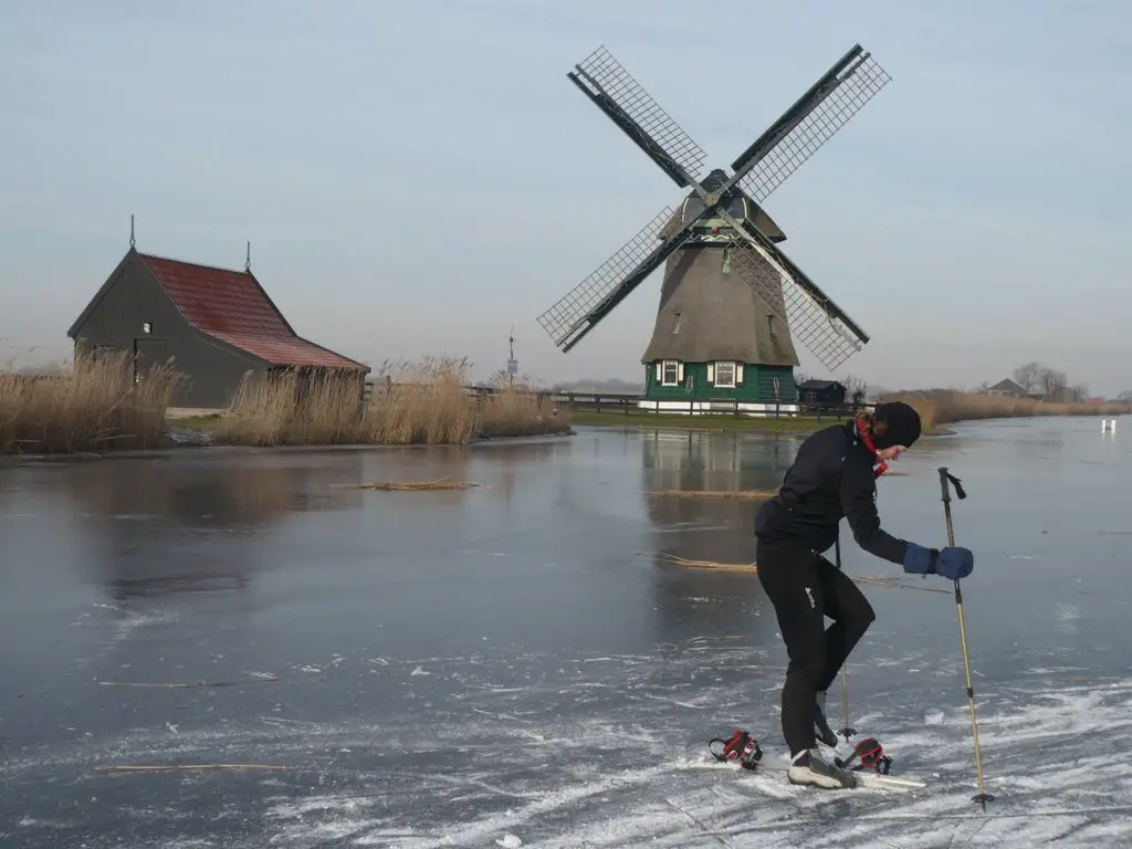 Schermer, ringvaart, windmill, ice-fun