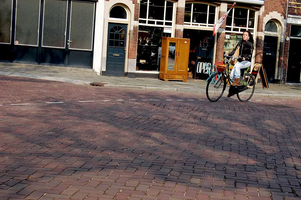 Riding in the Boomstraat in Dordrecht, Netherlands