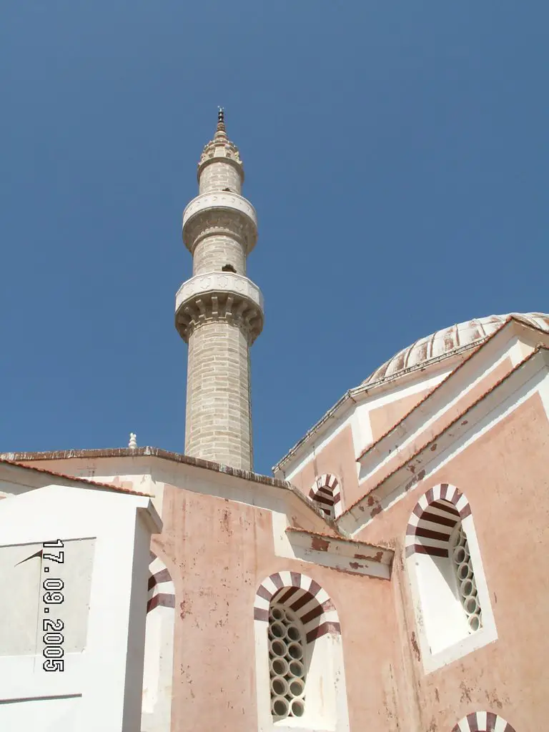 Suleiman-Moschee, rosa, weiß und blau
