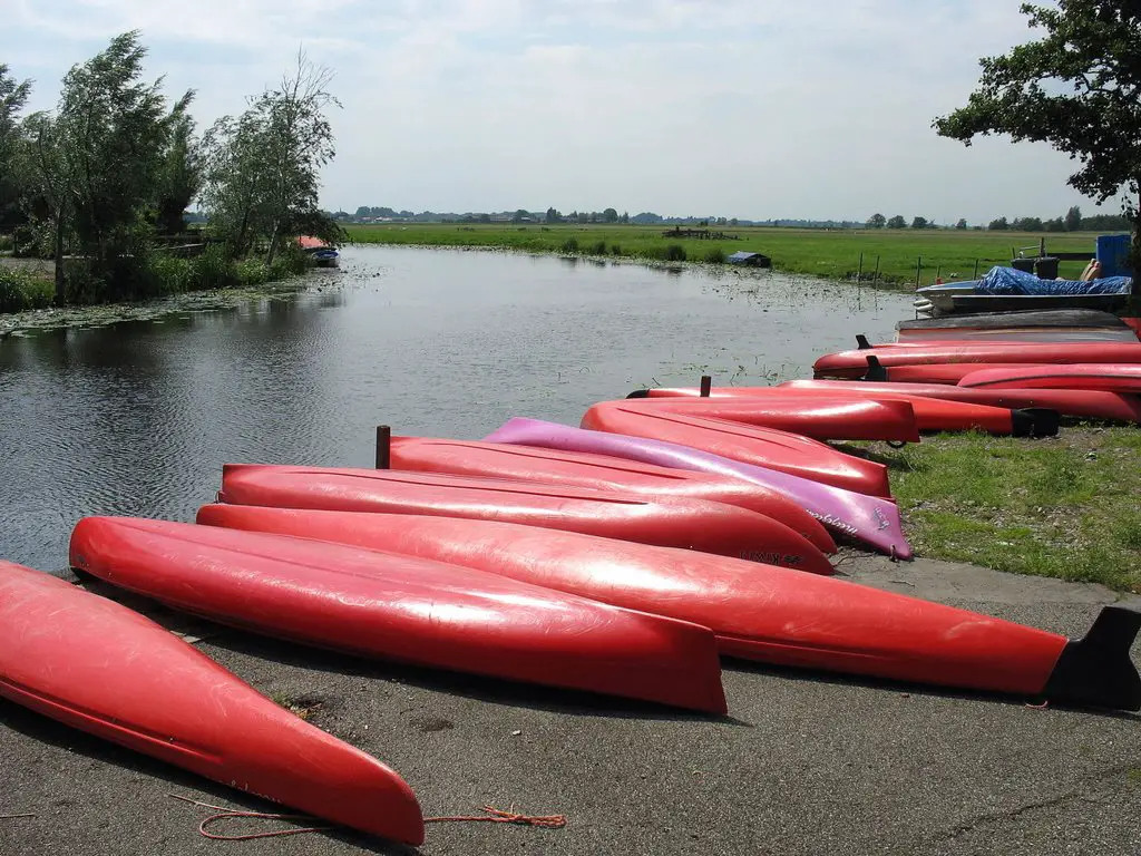 Red Canoes along the Meije...