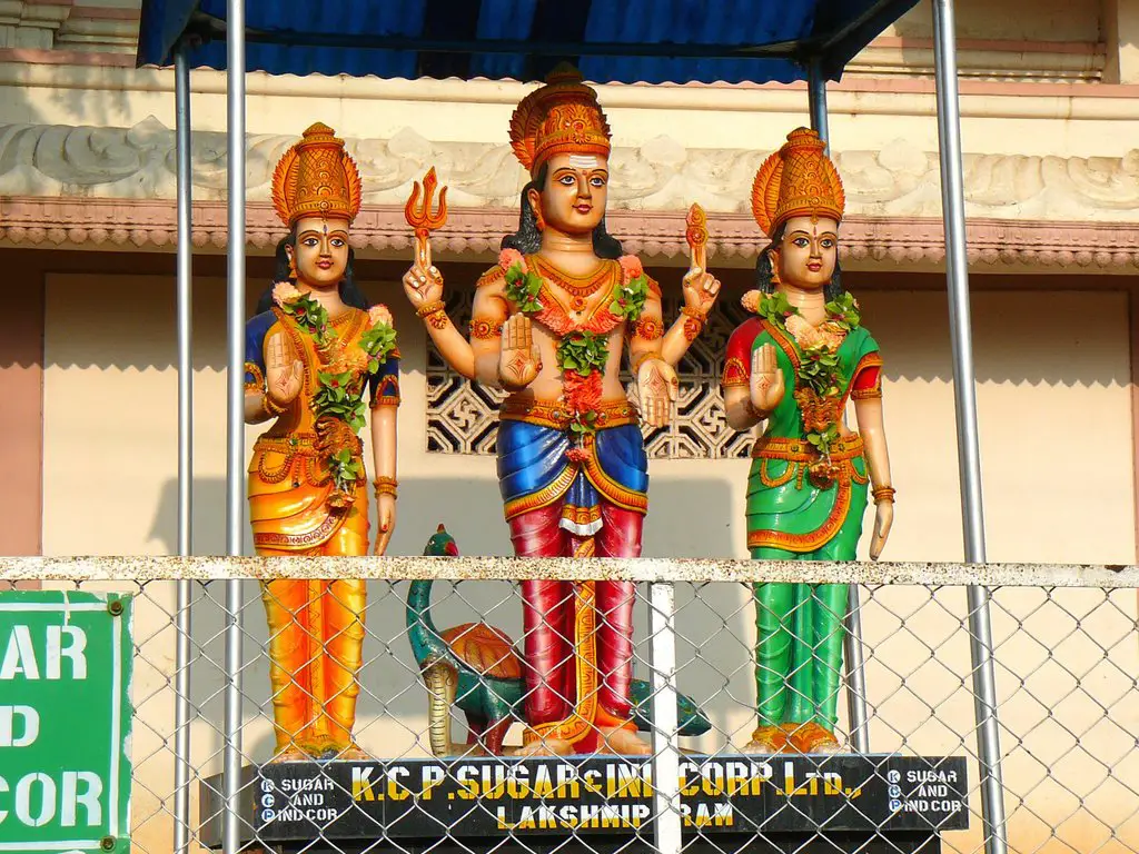 Sri Subrahmaneswara Swamy with  Srivalli & Devasena at Mopidevi