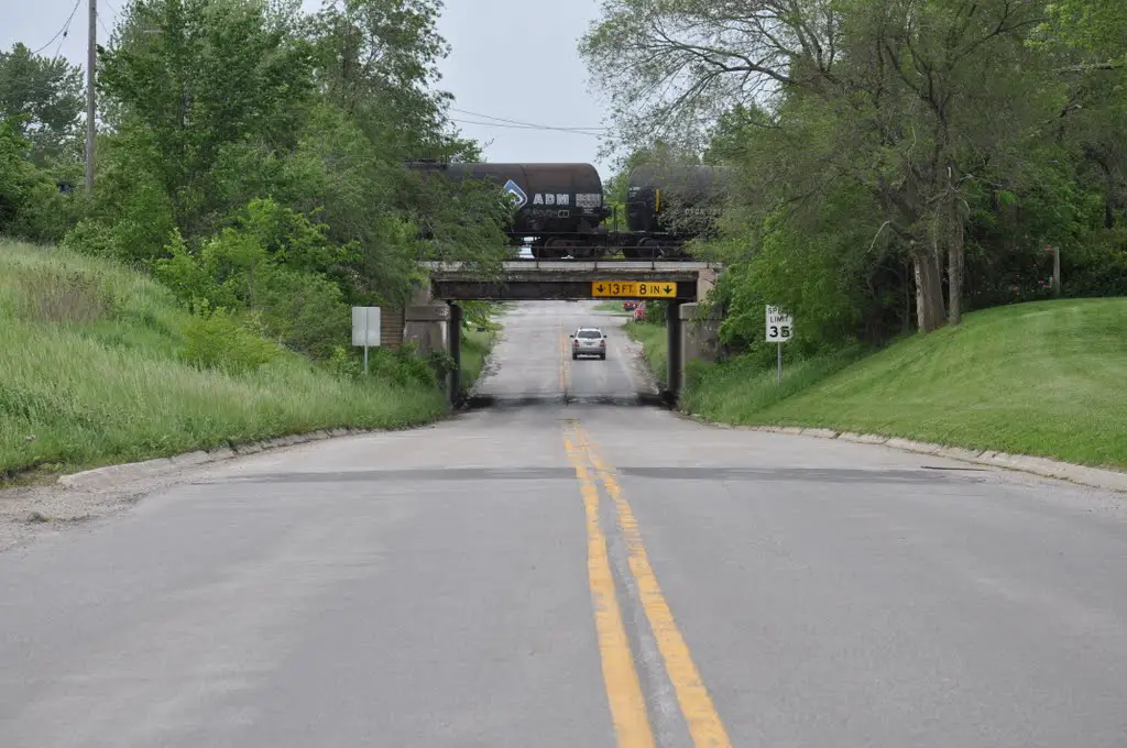 Rail road bridge over highway 13 in Polo, MO