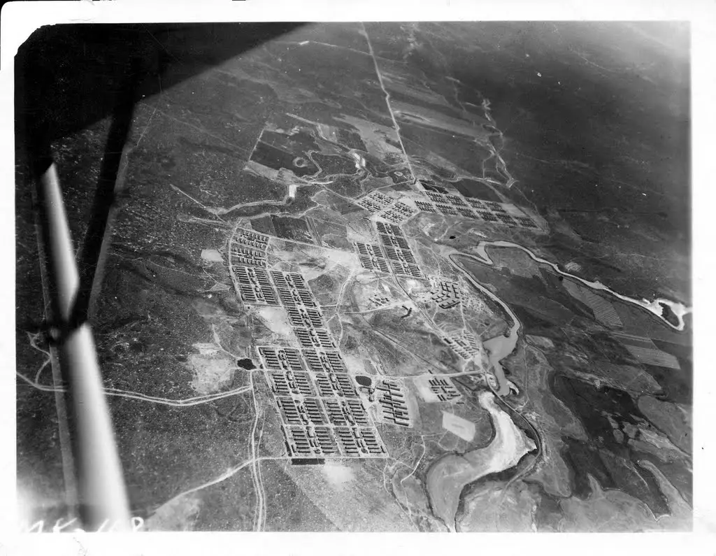 This was also in my dad's photo "shoe box". Thanks to my cousin Neil, we have identified this photo as an aerial view of the "Minidoka" Internment Camp, located in Hunt, ID, circa 1944. Dad and my Uncle Yutaka and Aunt Haru - along with my cousins - were o