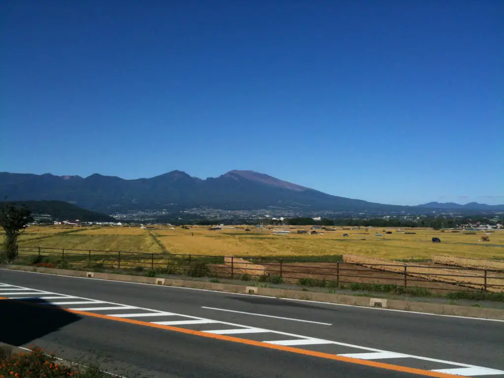 The view of Mt. Asama from the Saku-city Kou district