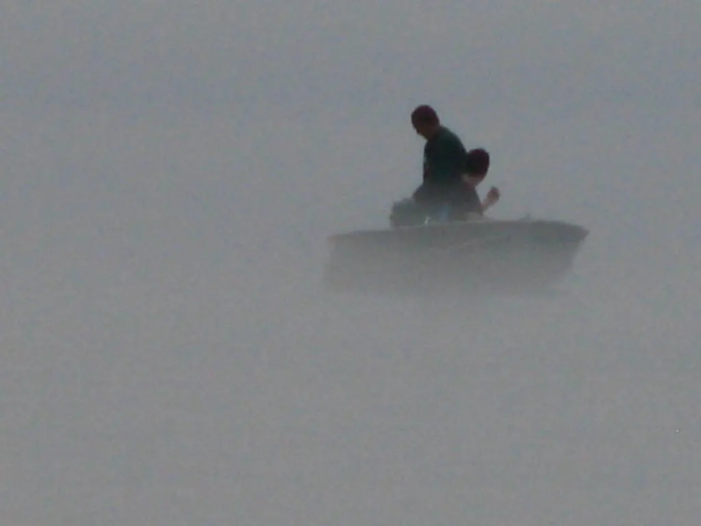 A fog rolls in; Lake Superior