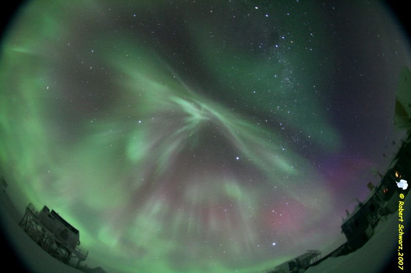 Auroras at the geographic South Pole