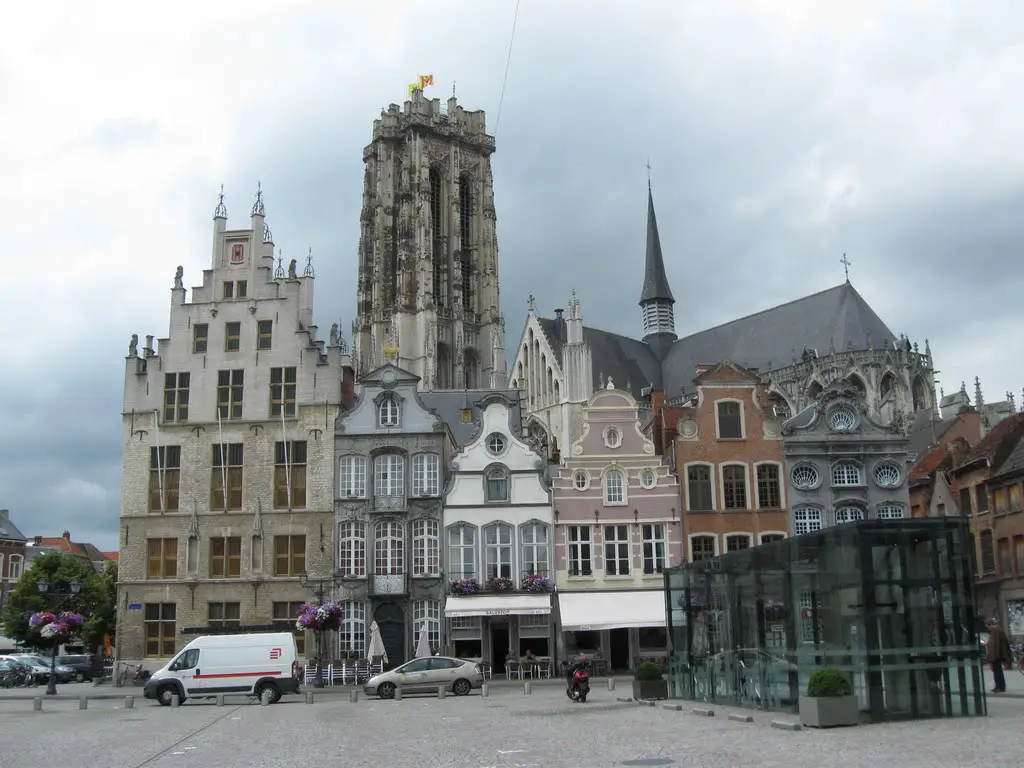 Market Square (Grote Markt) and Rumbold's (Rombouts) cathedral,(see comment nr.10) Mechelen, Belgium