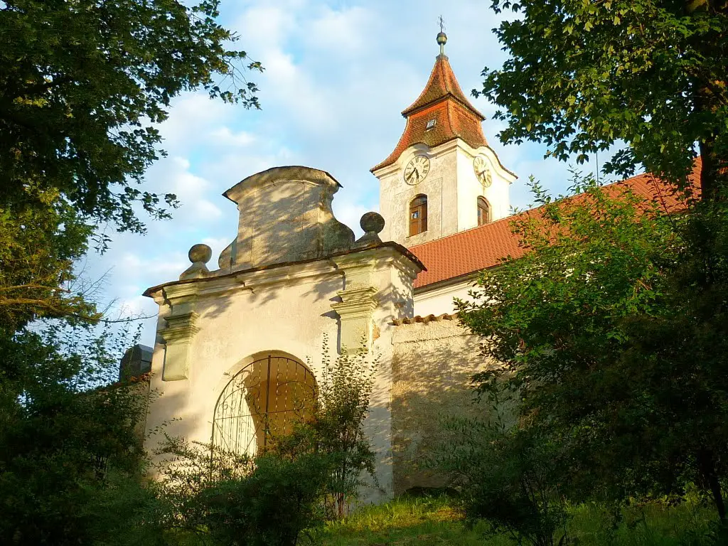 Church of St. Peter and Paul in Horní Újezd (tower behind the cemetery wall)