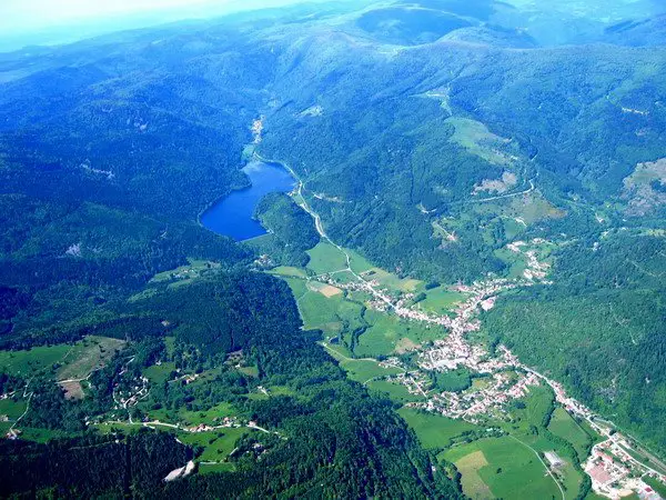 Reservoir, Artificial lake Kruth and Kruth from Sky