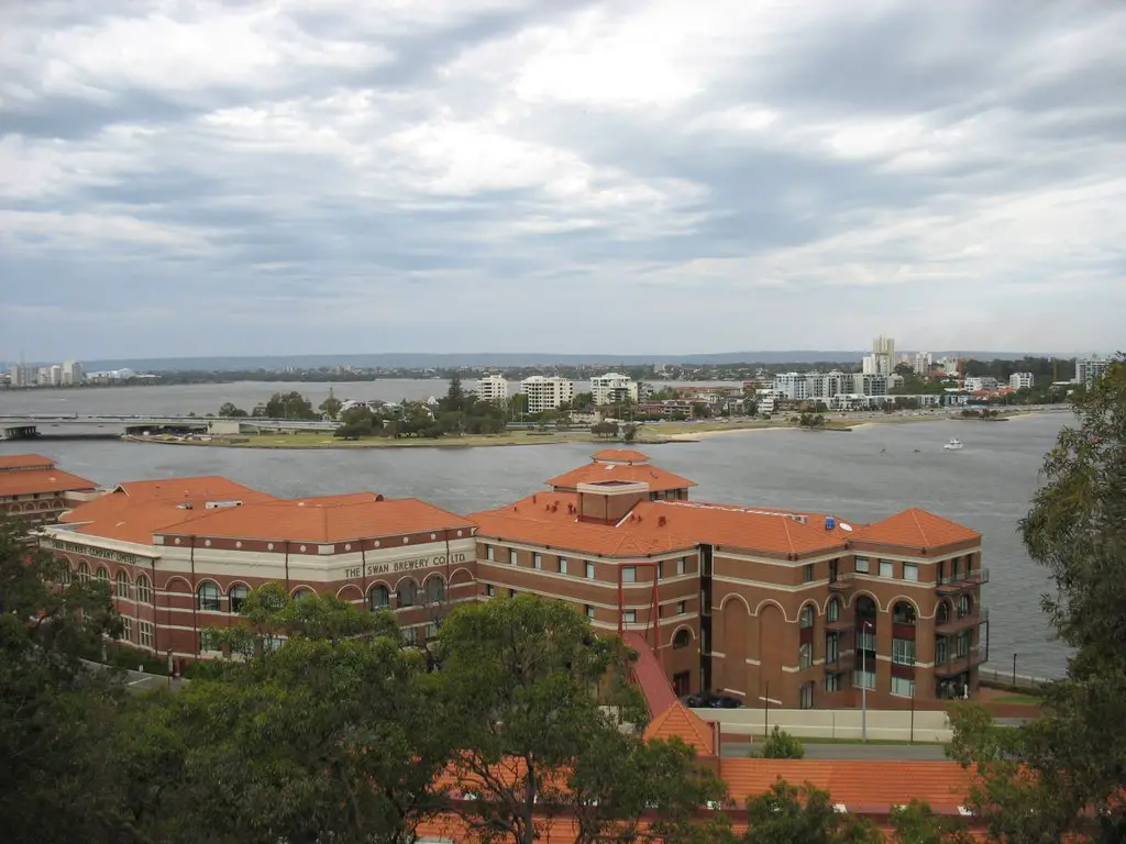 South Perth viewed across Old Swan Brewery from Kings Park