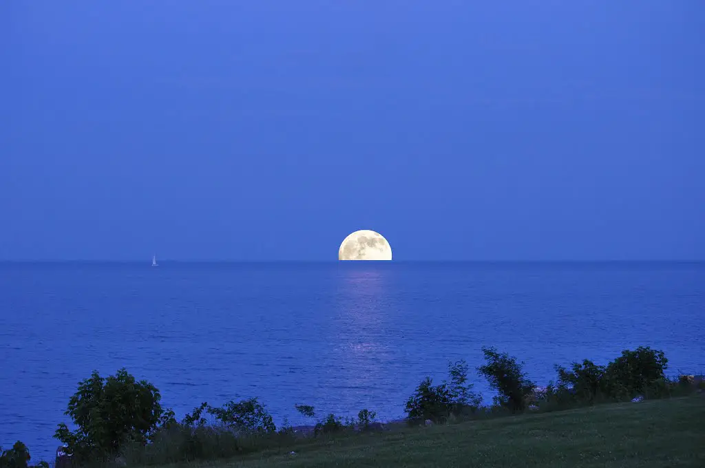 Super Moon Rising Over Lake Michigan Mapio Net