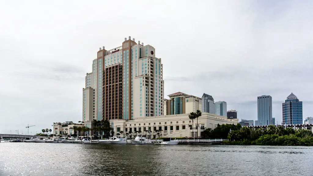Tampa Downtown and a hotel, Florida, USA. View from the Harbour Island.